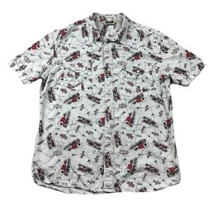 Salt Valley Shirt Mens L Western Pearl Snap All Over Print Indian Country Map